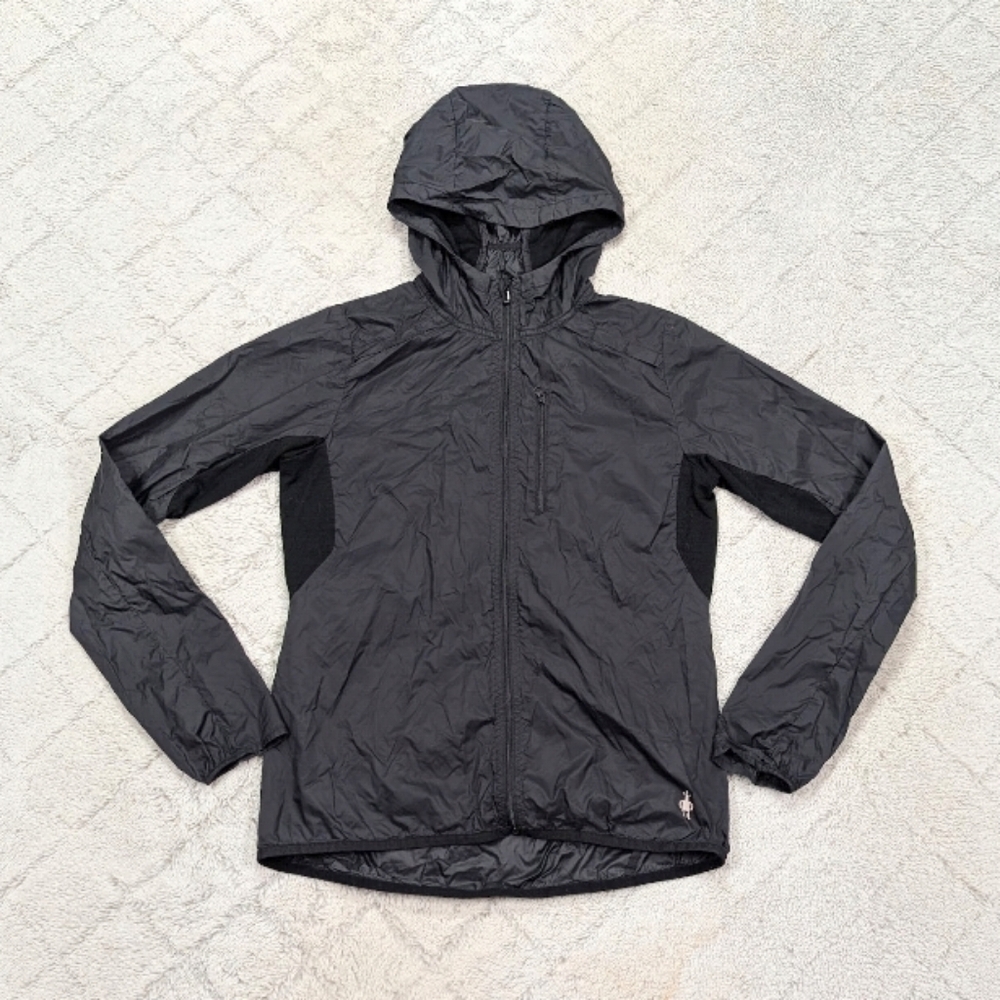 Smartwool Jacket Womens XS Black PhD Ultra Light Sport Zip Up Hood Nylon Wind